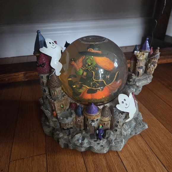 None Other - Vintage Halloween Witch Snow Globe with Ghosts